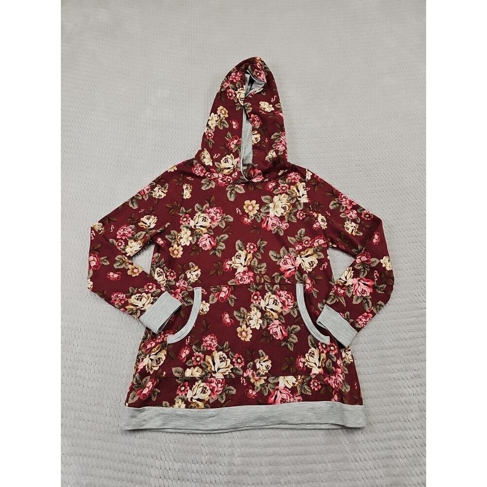 Pomelo Shirt Girls Small Floral Print Hooded Pullover Pocket